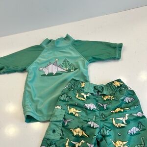 UVSkinz Green Dinosaur Kids Swim Set (Size 2T)